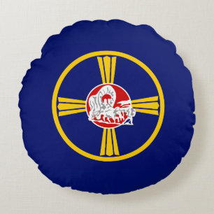 Coussins Ronds Drapeau de la ville d'Omaha (Nebraska)