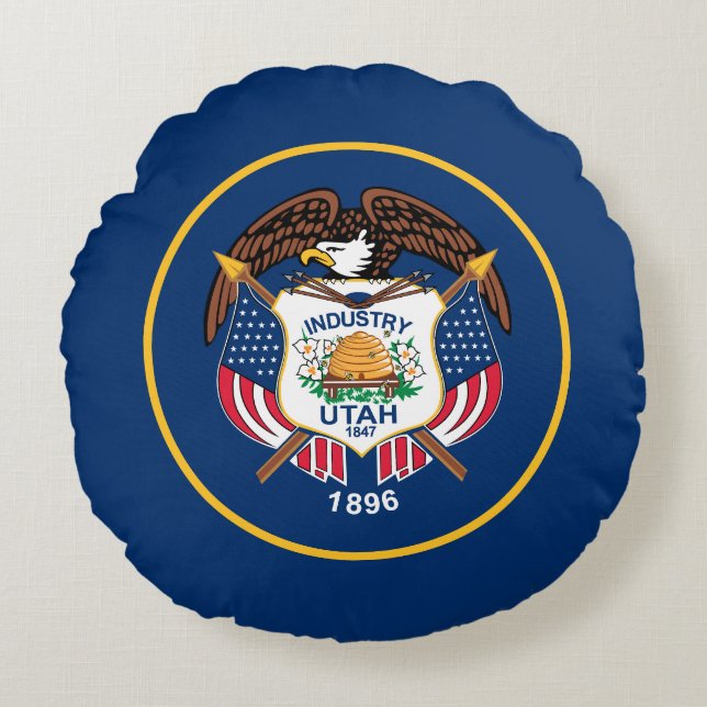 Coussins Ronds Drapeau de l'État de l'Utah (Devant)