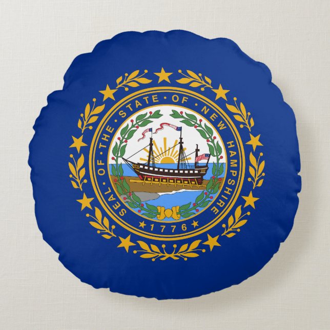 Coussins Ronds Drapeau de l'État du New Hampshire (Devant)