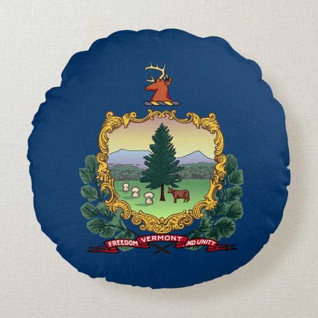 Coussins Ronds Drapeau de l'État du Vermont (Devant)