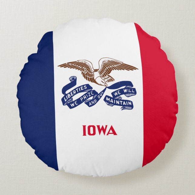 Coussins Ronds Drapeau de l'Iowa (Devant)