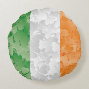 Coussins Ronds Drapeau de l'Irlande avec motif shamrock