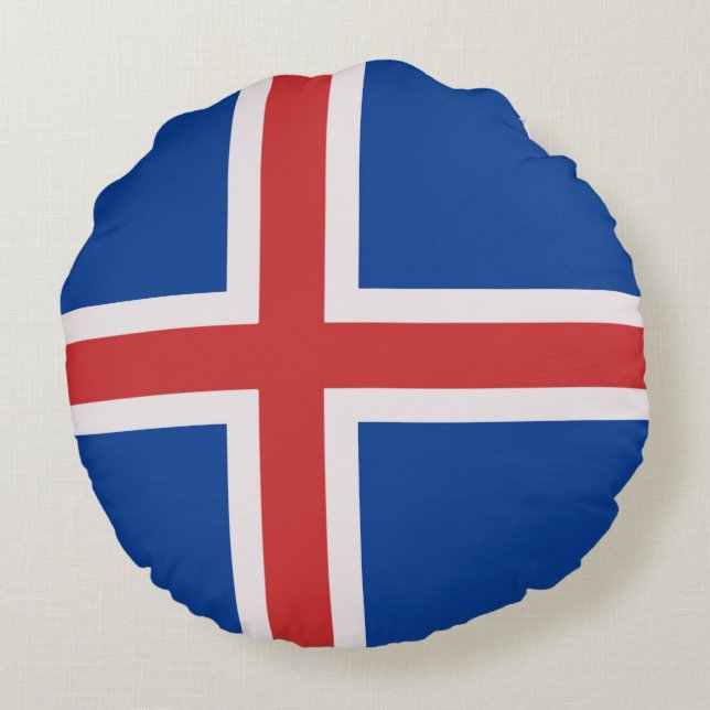 Coussins Ronds Drapeau de l'Islande (Dos)