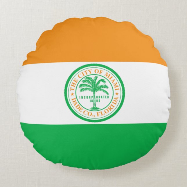 Coussins Ronds Drapeau de Miami (Floride) Ville (Devant)