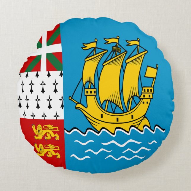 Coussins Ronds Drapeau de Saint-Pierre-et-Miquelon (Devant)