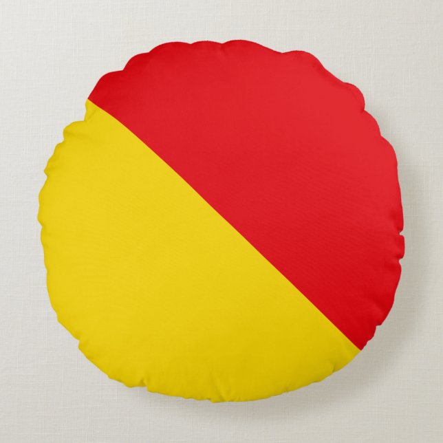 Coussins Ronds Drapeau de signalisation maritime : Lettre "O" (Os (Devant)