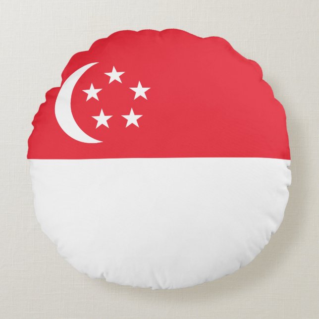 Coussins Ronds Drapeau de Singapour (Devant)