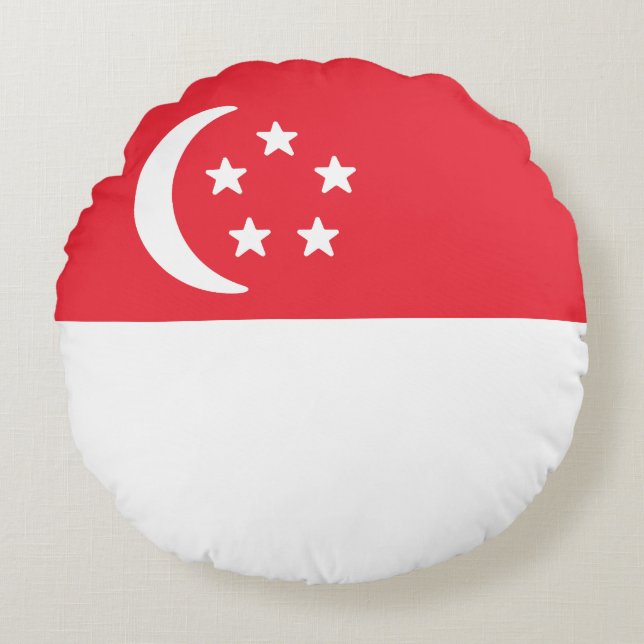 Coussins Ronds Drapeau de Singapour (Devant)