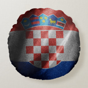 Coussins Ronds Drapeau de soie croate