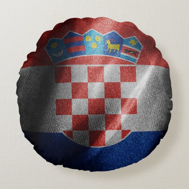 Coussins Ronds Drapeau de soie croate (Devant)