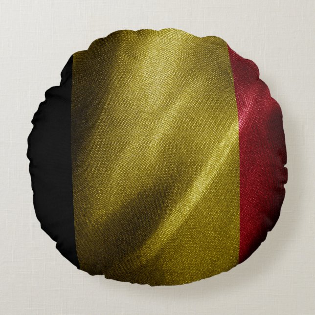 Coussins Ronds Drapeau de soie de Belgique (Devant)