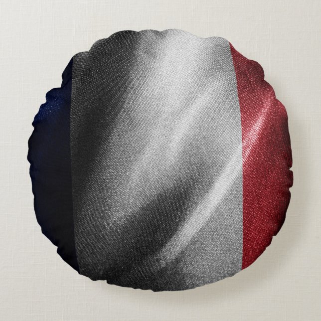 Coussins Ronds Drapeau de soie en France (Devant)