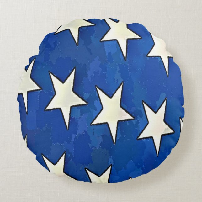 Coussins Ronds Drapeau des étoiles blanches (Devant)