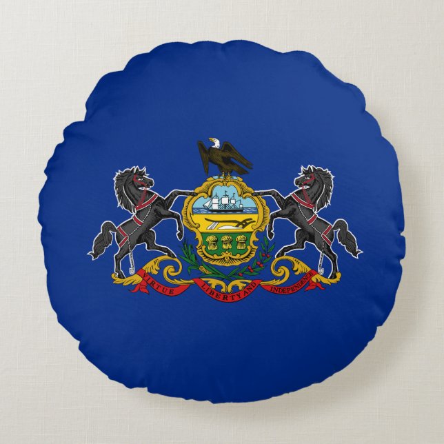 Coussins Ronds Drapeau d'État de Pennsylvanie (Devant)