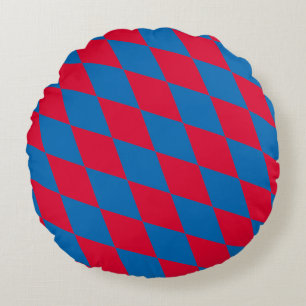 Coussins Ronds Drapeau diamant Bavière bleu et rouge Motif