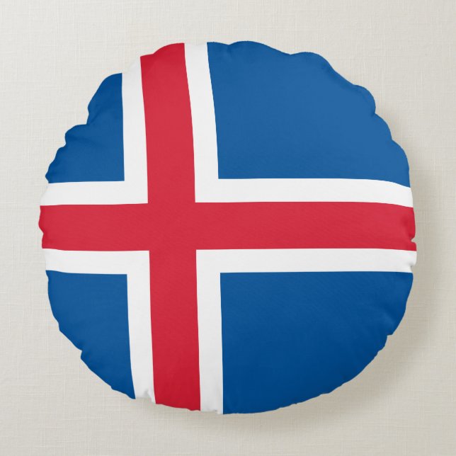 Coussins Ronds Drapeau d'Islande (Devant)