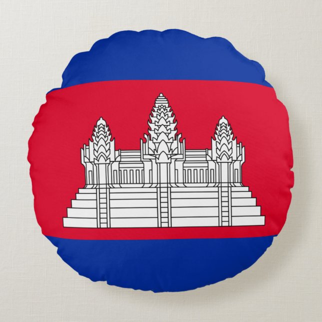 Coussins Ronds Drapeau du Cambodge (Devant)
