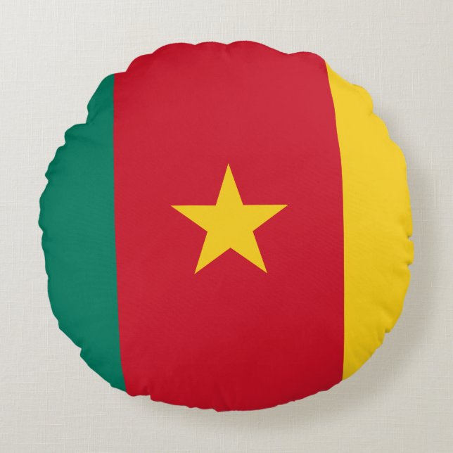 Coussins Ronds Drapeau du Cameroun (Devant)