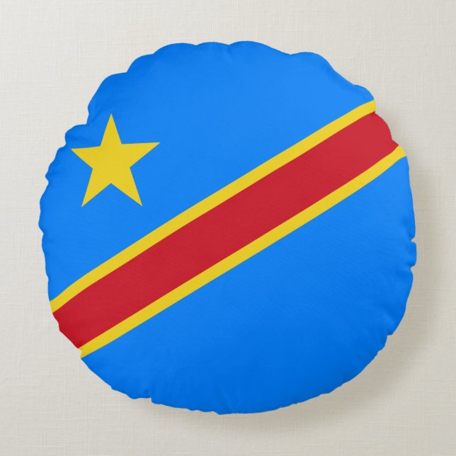 Coussins Ronds Drapeau du Congo Kinshasa (Devant)