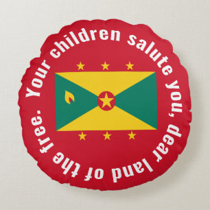 Coussins Ronds Drapeau du Guyana Hymne national Rouge Vert Jaune