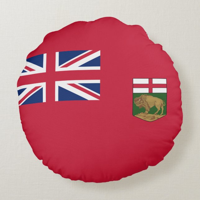 Coussins Ronds Drapeau du Manitoba (Dos)
