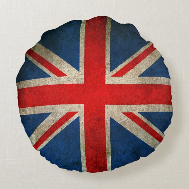 Coussins Ronds Drapeau d'Union Jack affligé par cru Du R-U (Dos)