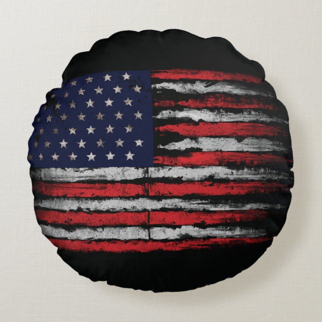 Coussins Ronds Drapeau Grunge U.S.A (Devant)