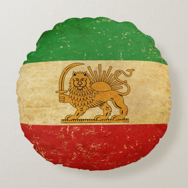 Coussins Ronds Drapeau Iran Lion et Sun Shah d'Iran (Devant)