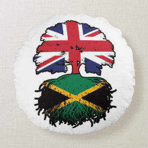 Coussins Ronds drapeau jamaïcain britannique des racines d'arbre