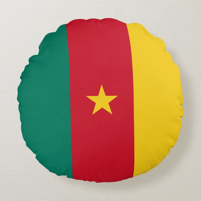 Coussins Ronds Drapeau patriotique du Cameroun (Devant)