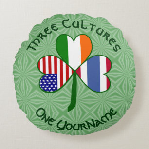 Coussins Ronds Drapeau personnalisé Shamrock Américain Irlandais