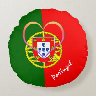 Coussins Ronds Drapeau portugais & Coeur - Portugal /fans sportif