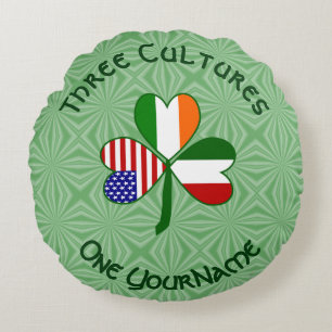 Coussins Ronds Drapeau Shamrock Personnalisé Américain Irlandais