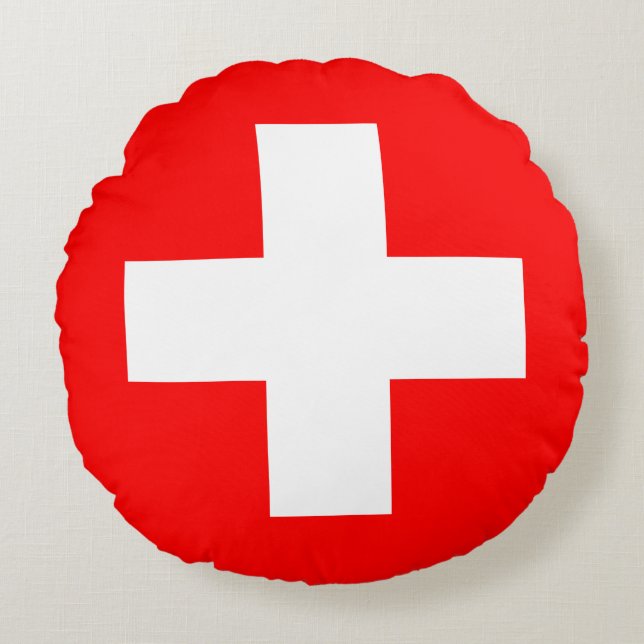 Coussins Ronds Drapeau suisse (Devant)