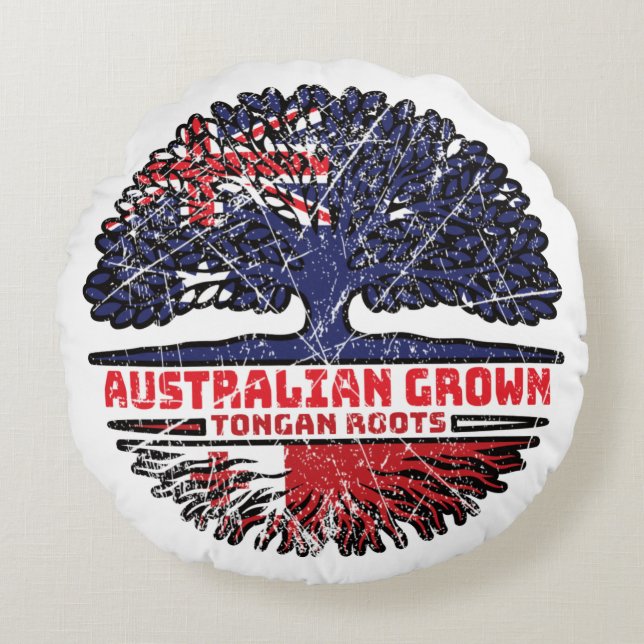 Coussins Ronds Drapeau Tonga Tongan Australian Tree Roots (Devant)