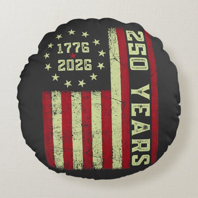 Coussins Ronds Drapeau USA 250e anniversaire (Devant)
