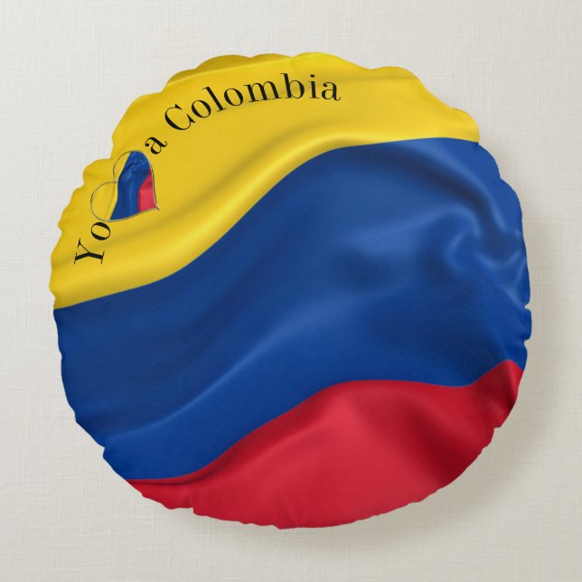 Coussins Ronds Drapeau Yo Amo A Colombia (Devant)