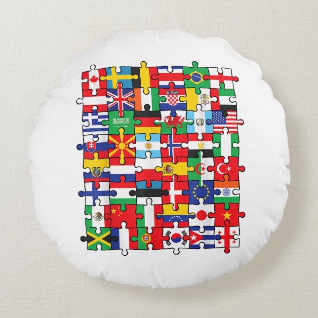 Coussins Ronds Drapeaux des pays du pavillon international (Devant)