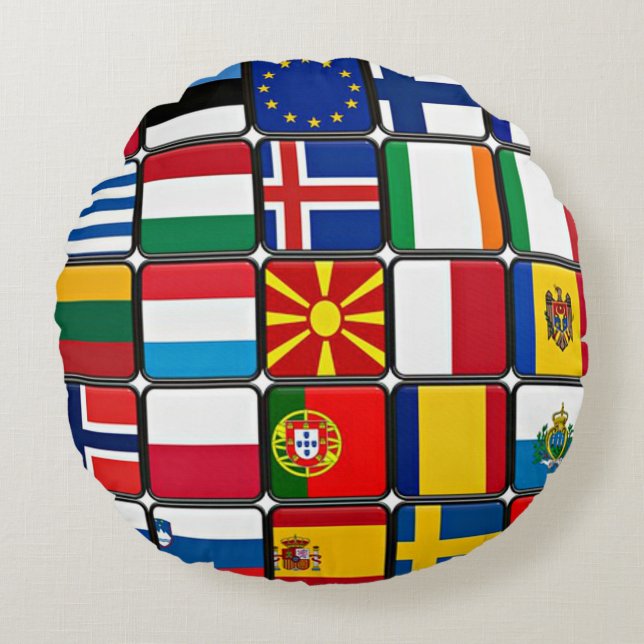 Coussins Ronds Drapeaux du monde (Devant)