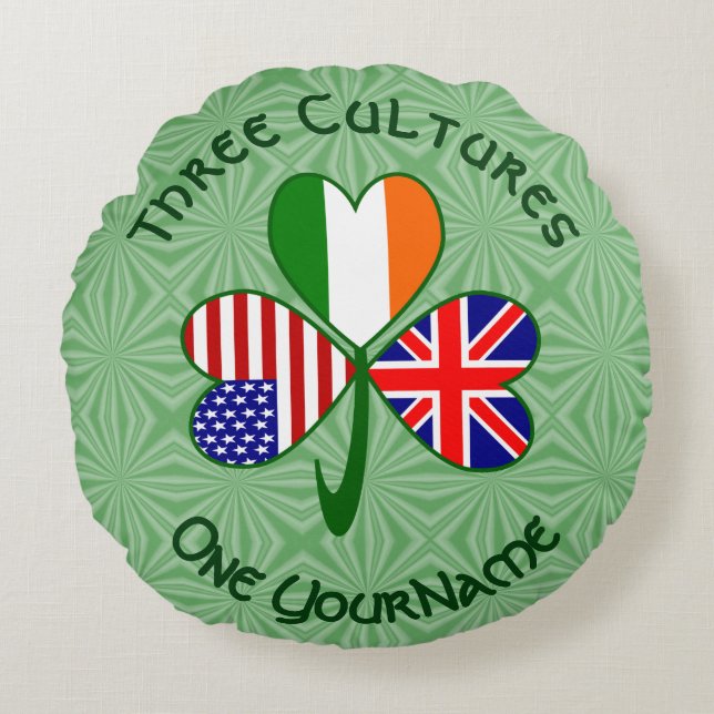 Coussins Ronds Drapeaux Royaume-Uni Irlande États-Unis Trèfle Per (Devant)