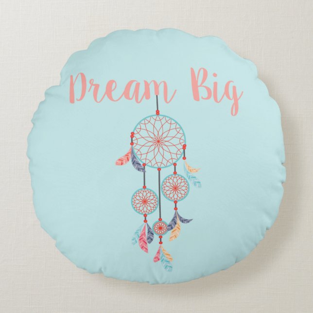 Coussins Ronds Dream Big Dreamcatcher Bohemian Dream Catcher (Devant)