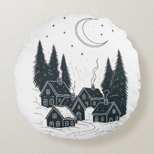 Coussins Ronds Dreaming of Christmas Night - Double face Winter