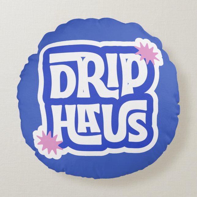 Coussins Ronds Drip Haus – Logo Retro Ludique (Devant)