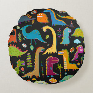 Coussins Ronds Drôle dinosaure sans couture motif