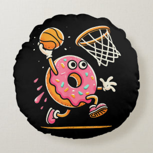 Coussins Ronds Drôle Donut Dunking Basketball Food Champ Sports D