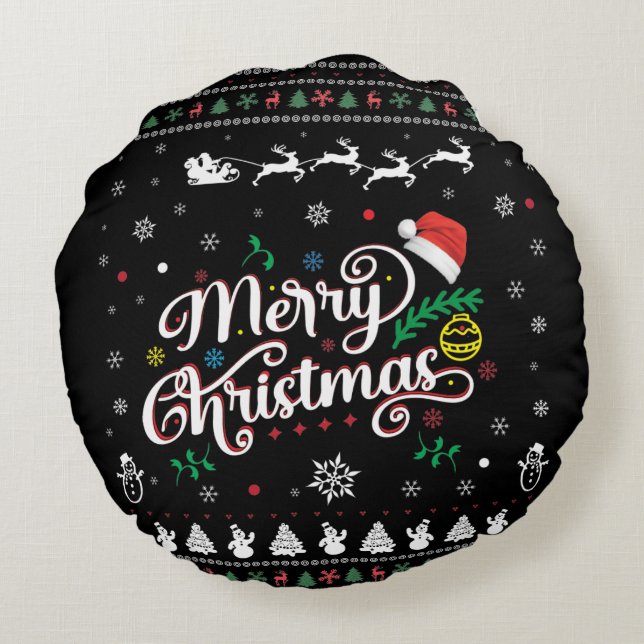 Coussins Ronds Drôle Mauvais Joyeux Noël (Dos)
