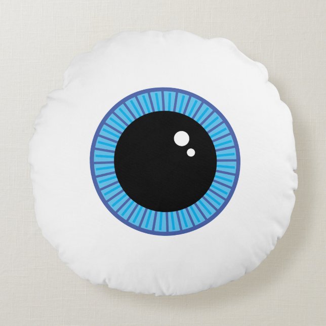 Coussins Ronds Drôle Mignonne Bleu Eyeball (Devant)