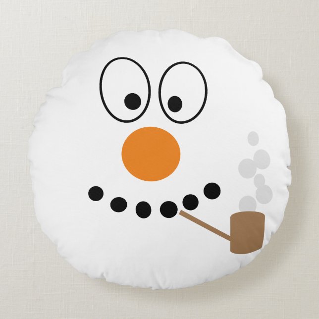 Coussins Ronds Drôle Snowman visage dessin Noël (Devant)