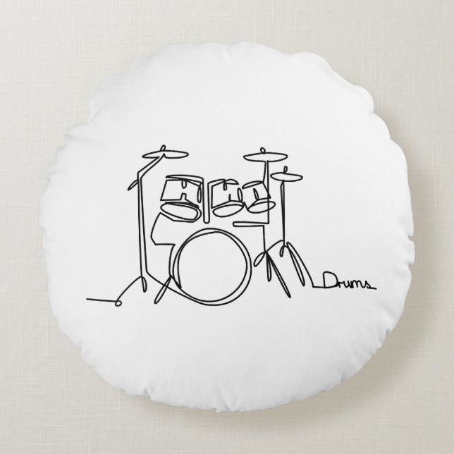 Coussins Ronds Drummer Music Design Drums One-Line (Devant)