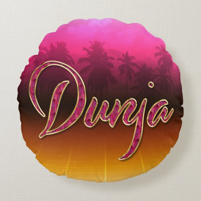 Coussins Ronds Dunja Prénom Golden Pink (Devant)